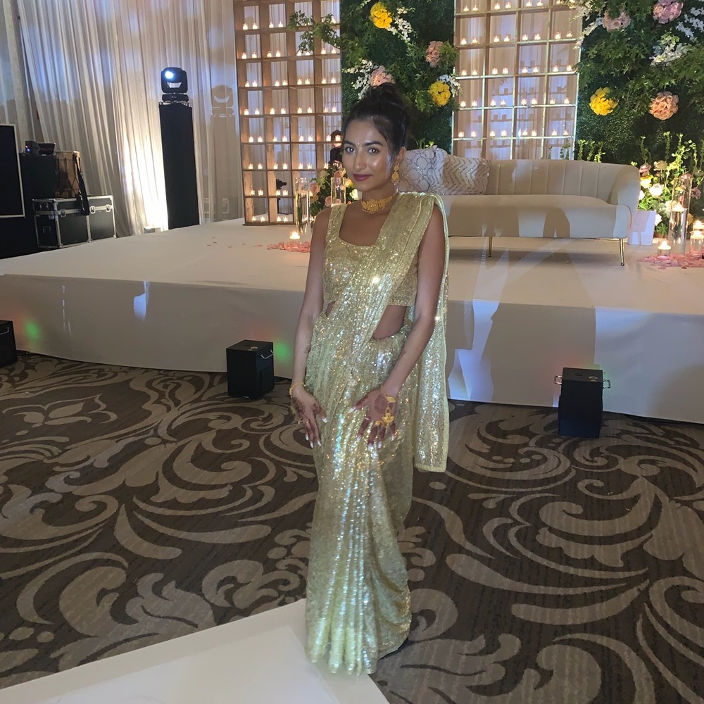 Gold sequined saree
